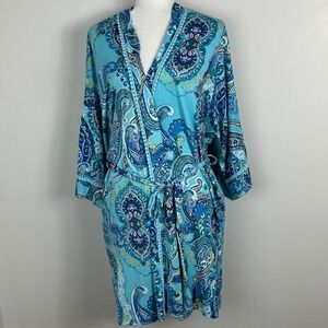 In Bloom Jonquil Blue Paisley Print Robe Womens Size XL Style SRG130W Bohemian